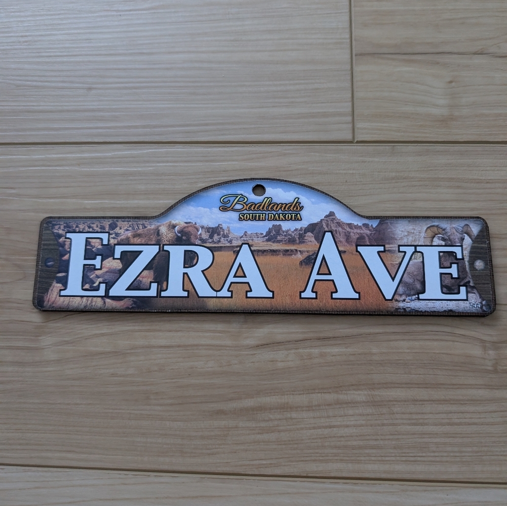 Ezra Ave Badlands South Dakota Plate Sign